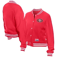 Women's New Era  Scarlet San Francisco 49ers Throwback Fleece Full-Snap Jacket
