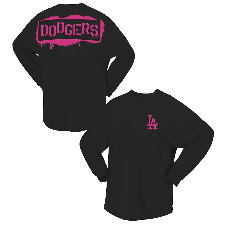 Women's Fanatics Black Los Angeles Dodgers Neon Jersey Long Sleeve T-Shirt