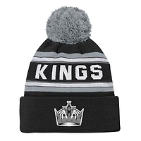 Youth Outerstuff Black Los Angeles Kings Jacquard Cuffed Knit Hat with Pom