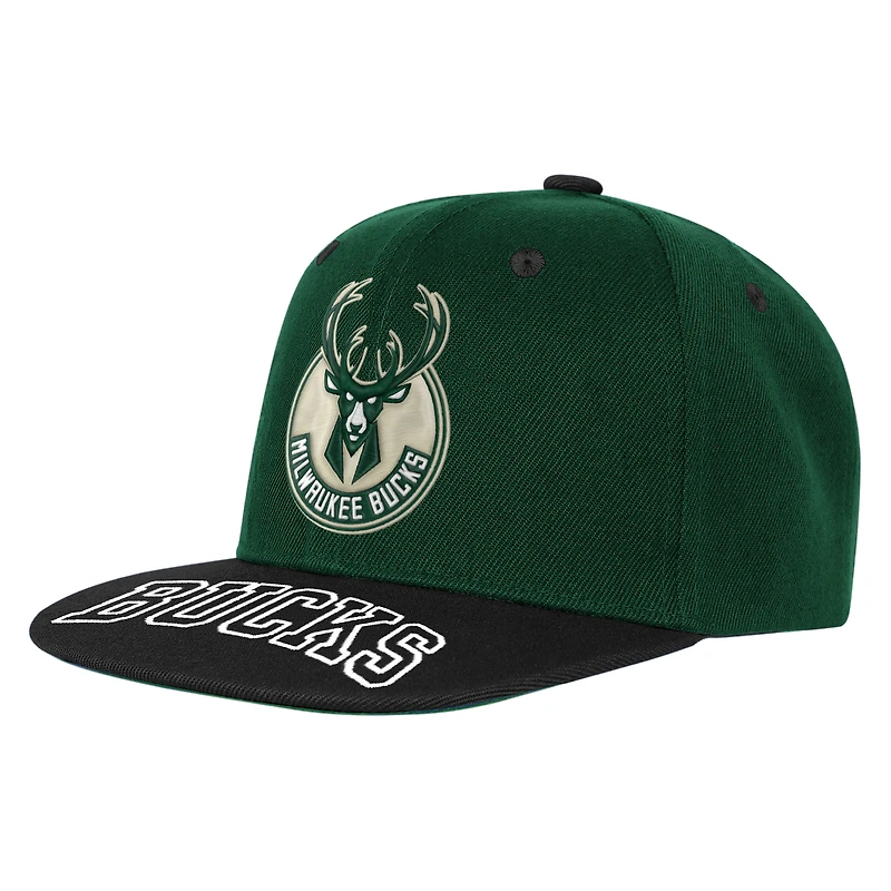 Youth Outerstuff  Hunter Green/Black Milwaukee Bucks Two-Tone Snapback Hat
