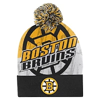 Youth Outerstuff  Black Boston Bruins New Edge Cuffed Knit Hat with Pom