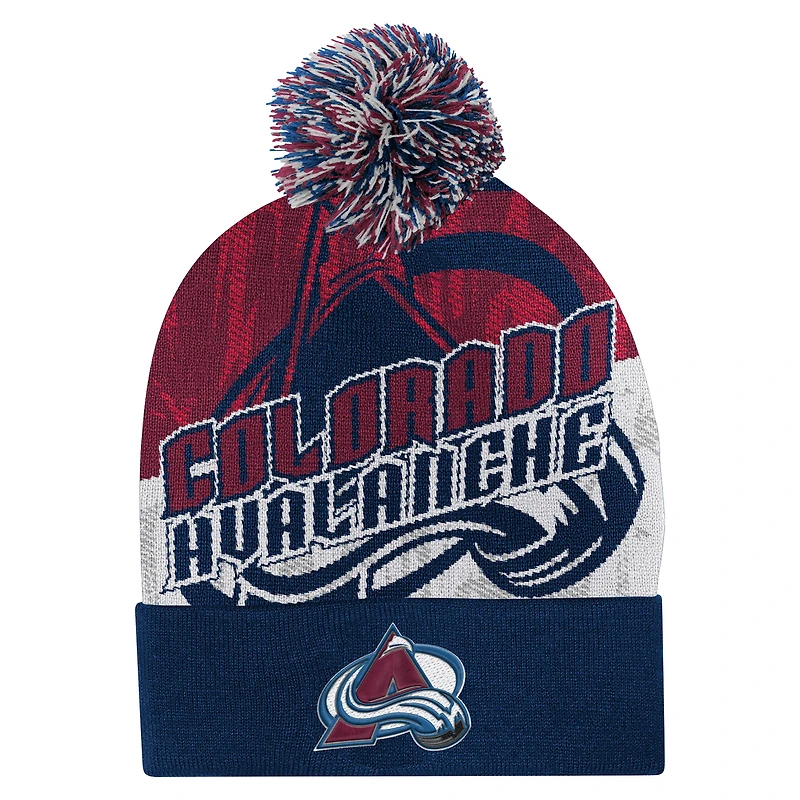 Youth Outerstuff  Navy Colorado Avalanche New Edge Cuffed Knit Hat with Pom