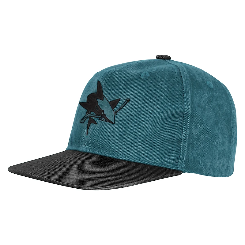 Youth Outerstuff  Teal/Black San Jose Sharks True Retro Deadstock Adjustable Hat