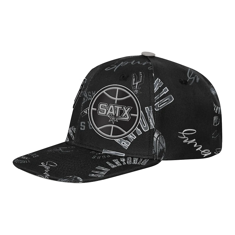 Youth Outerstuff  Black San Antonio Spurs Street Hooper Allover Print Snapback Hat
