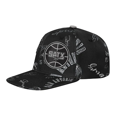 Youth Outerstuff  Black San Antonio Spurs Street Hooper Allover Print Snapback Hat