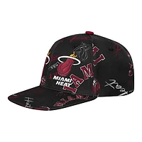Youth Outerstuff  Black Miami Heat Street Hooper Allover Print Snapback Hat