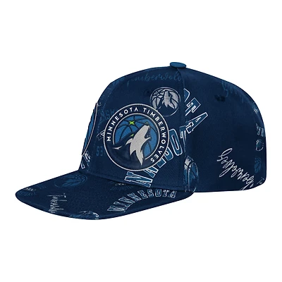 Youth Outerstuff  Navy Minnesota Timberwolves Street Hooper Allover Print Snapback Hat
