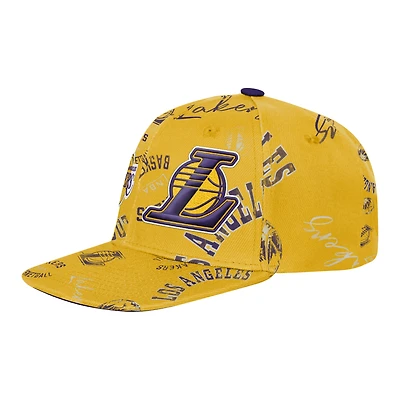 Youth Outerstuff  Gold Los Angeles Lakers Street Hooper Allover Print Snapback Hat