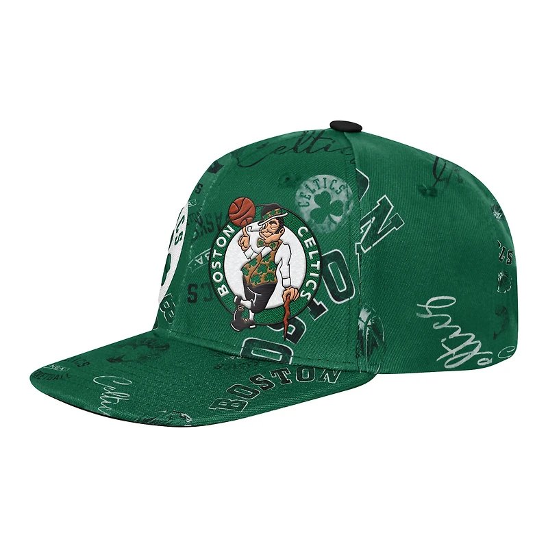 Youth Outerstuff  Kelly Green Boston Celtics Street Hooper Allover Print Snapback Hat