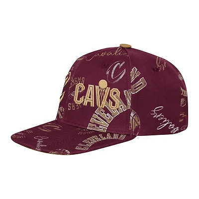 Youth Outerstuff  Wine Cleveland Cavaliers Street Hooper Allover Print Snapback Hat