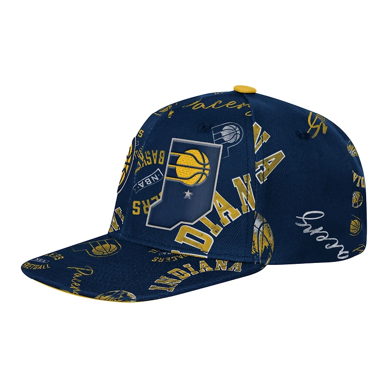 Youth Outerstuff  Navy Indiana Pacers Street Hooper Allover Print Snapback Hat