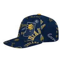 Youth Outerstuff  Navy Indiana Pacers Street Hooper Allover Print Snapback Hat