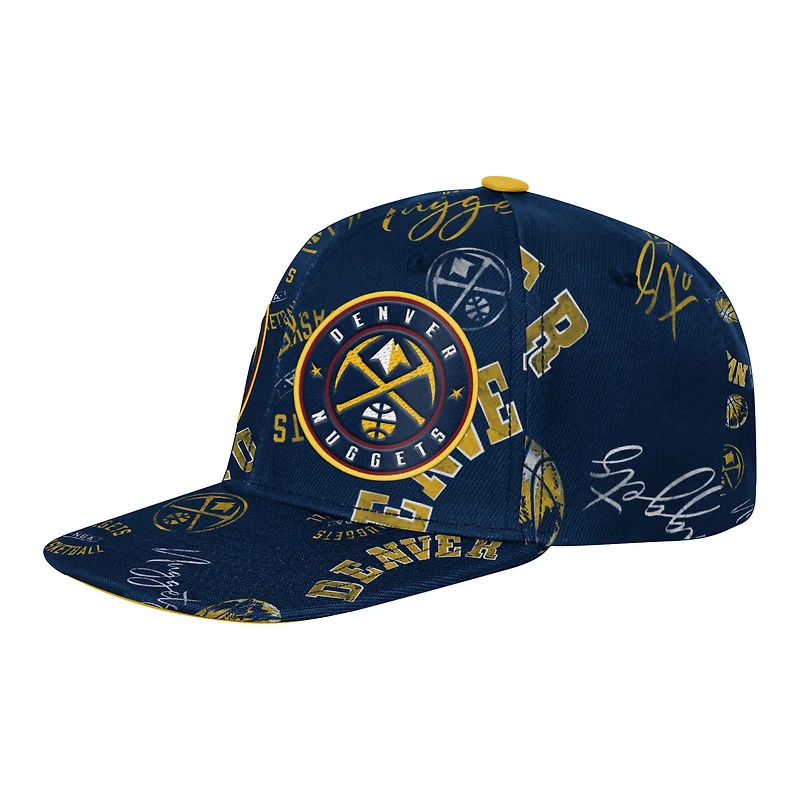 Youth Outerstuff  Navy Denver Nuggets Street Hooper Allover Print Snapback Hat