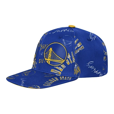 Youth Outerstuff  Royal Golden State Warriors Street Hooper Allover Print Snapback Hat