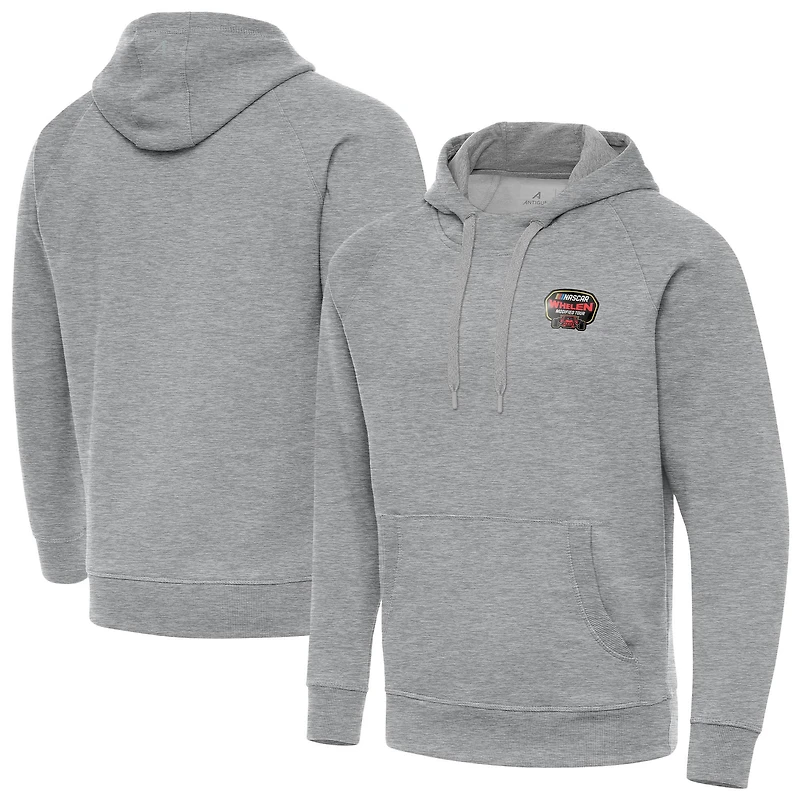 Men's Antigua  Heather Gray NASCAR Whelen Modified Tour Victory Raglan Pullover Hoodie