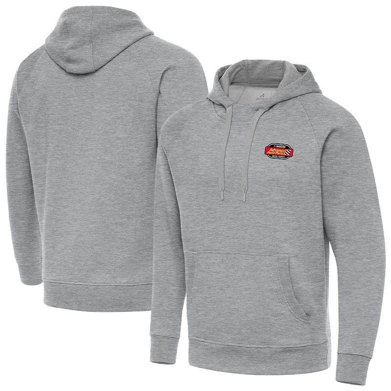 Men's Antigua  Heather Gray NASCAR Advanced Auto Parts Victory Raglan Pullover Hoodie