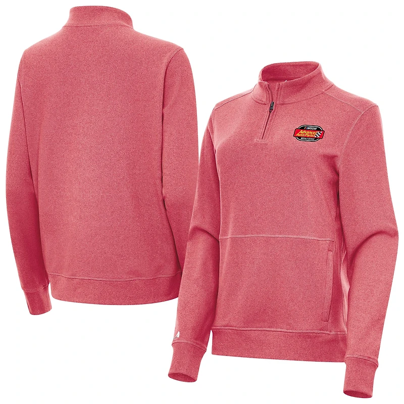 Women's Antigua  Heather Red Advance Auto Parts Weekly Series Merchandise Crush Quarter-Zip Top