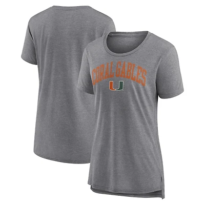 Women's Gray Miami Hurricanes Arched City Tri-Blend T-Shirt