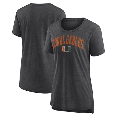 Women's Charcoal Miami Hurricanes Arched City Tri-Blend T-Shirt