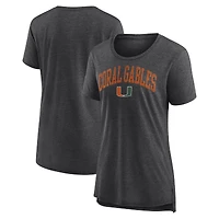 Women's Charcoal Miami Hurricanes Arched City Tri-Blend T-Shirt