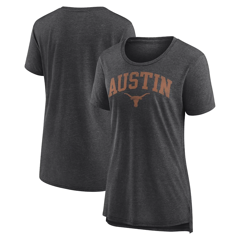 Women's Charcoal Texas Longhorns Arched City Tri-Blend T-Shirt