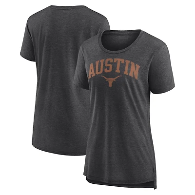 Women's Charcoal Texas Longhorns Arched City Tri-Blend T-Shirt