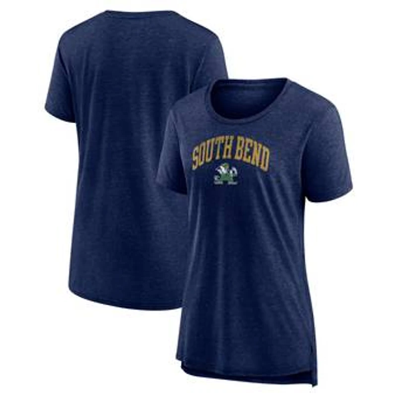 Women's Navy Notre Dame Fighting Irish Arched City Tri-Blend T-Shirt