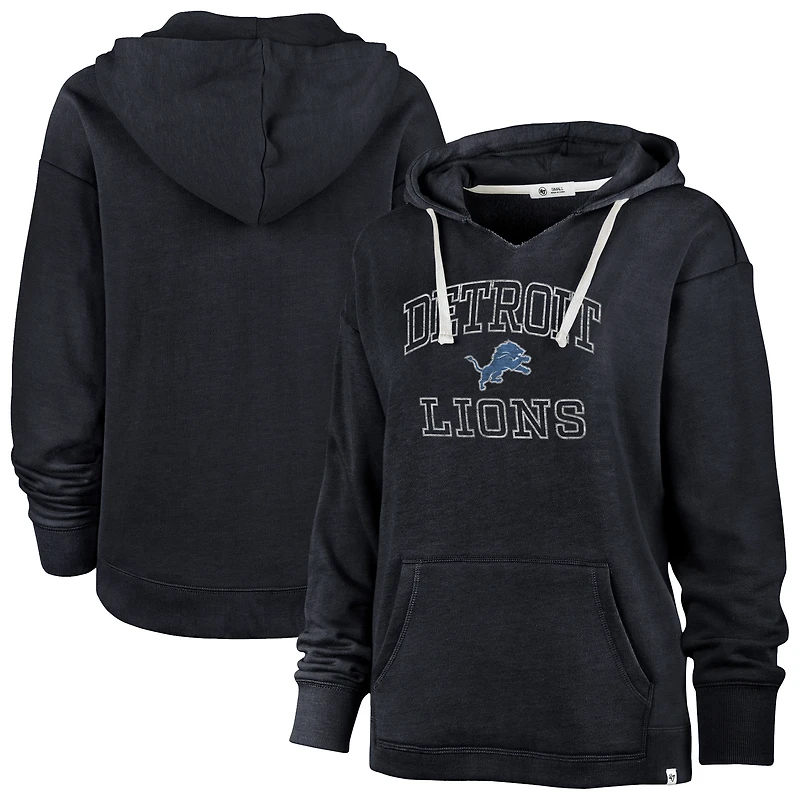 Women's '47  Navy Detroit Lions Plus Size Clarity Kennedy Pullover Hoodie