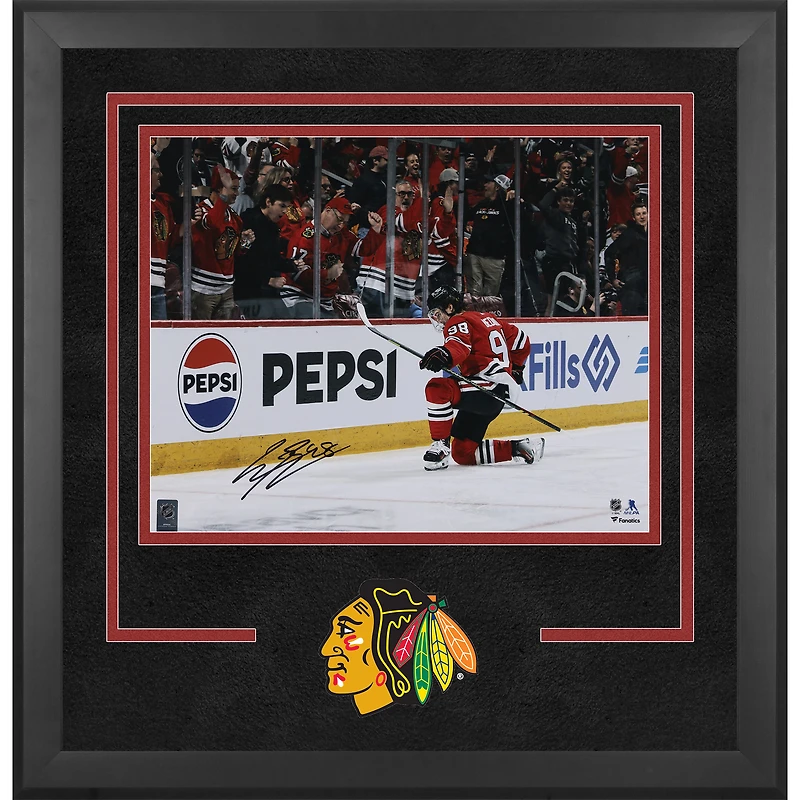 Connor Bedard Chicago Blackhawks Autographed Deluxe Framed 16" x 20" Red Jersey Celebration Photograph