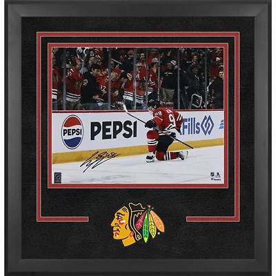 Connor Bedard Chicago Blackhawks Autographed Deluxe Framed 16" x 20" Red Jersey Celebration Photograph
