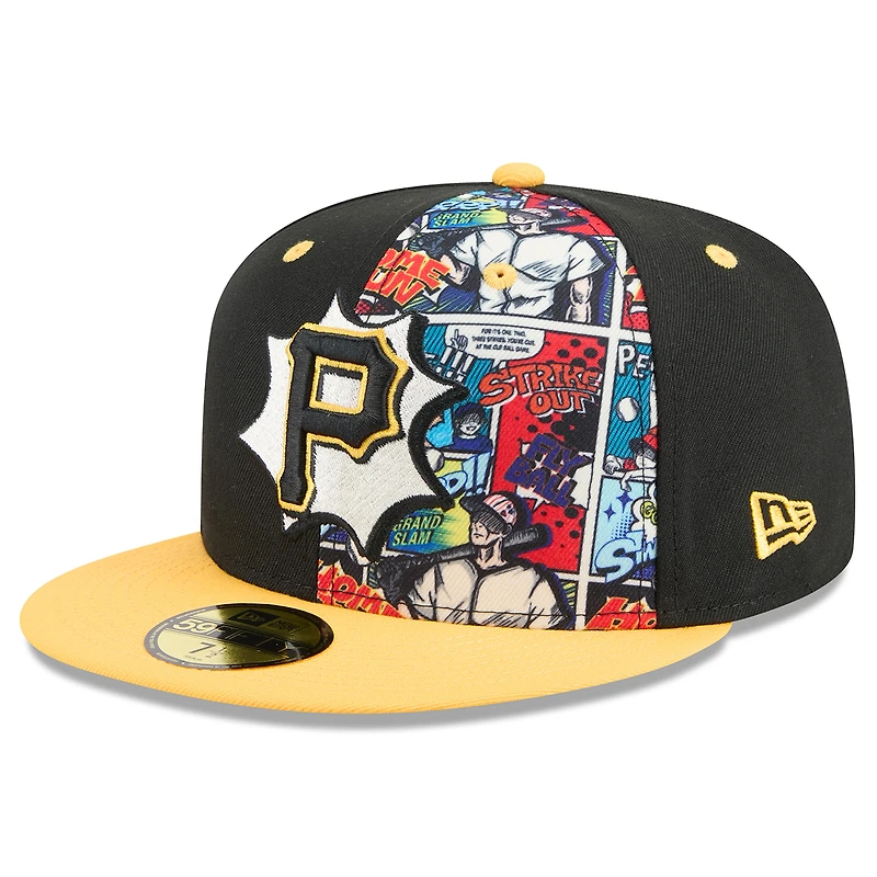 Men's New Era Black/Gold Pittsburgh Pirates 2025 MLB Diamond Hero Edition 59FIFTY Fitted Hat
