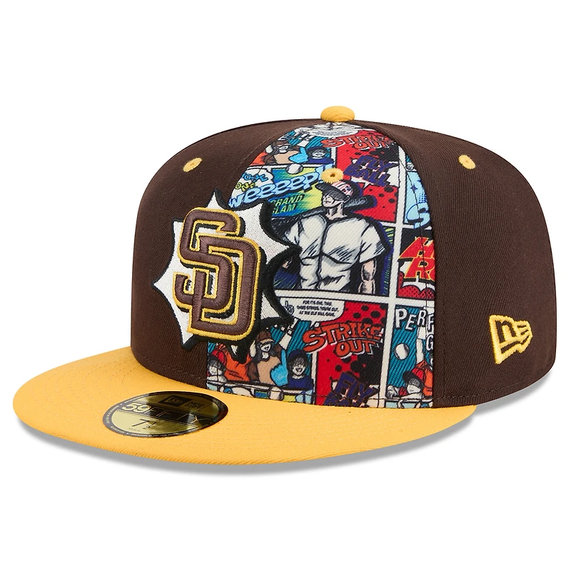 Men's New Era Brown/Gold San Diego Padres 2025 MLB Diamond Hero Edition 59FIFTY Fitted Hat