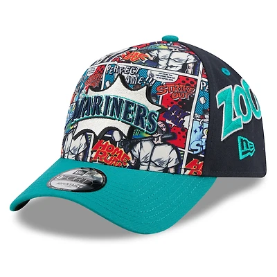 Men's New Era Navy/Teal Seattle Mariners 2025 MLB Diamond Hero Edition A-Frame 9FORTY Adjustable Hat