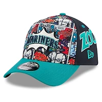 Men's New Era Navy/Teal Seattle Mariners 2025 MLB Diamond Hero Edition A-Frame 9FORTY Adjustable Hat