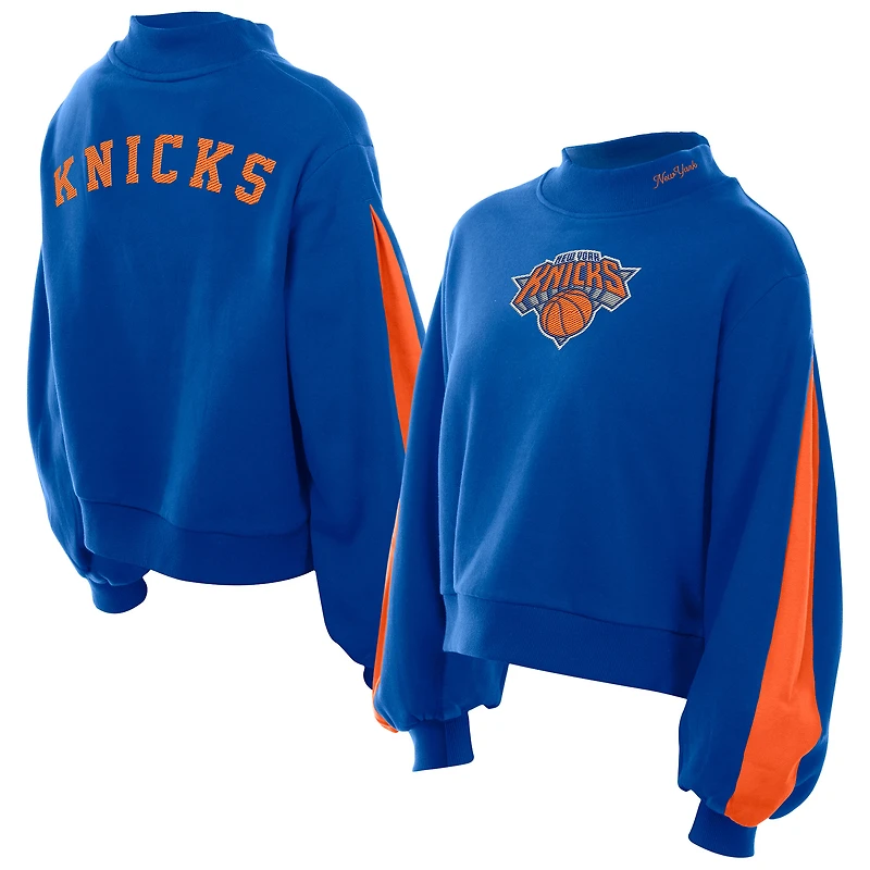 Women's New Era Blue York Knicks Sport Night Balloon Sleeves Sweatshirt