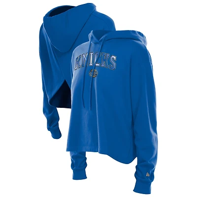 Women's New Era Blue York Knicks Glam Game Open Back Hoodie