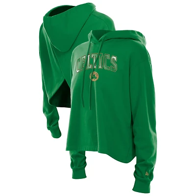 Women's New Era Kelly Green Boston Celtics Glam Game Open Back Hoodie