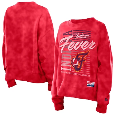 Women's New Era Red Indiana Fever Oversized Mineral Wash Sweatshirt