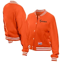 Women's New Era Orange WNBA Throwback Varsity Fleece Full-Snap Jacket