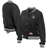 Women's New Era Black York Liberty Throwback Varsity Fleece Full-Snap Jacket