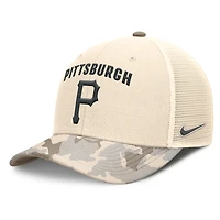 Men's Nike Natural Pittsburgh Pirates Camo Natural Pack Rise Adjustable Trucker Hat