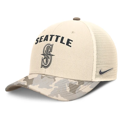 Men's Nike Natural Seattle Mariners Camo Natural Pack Rise Adjustable Trucker Hat
