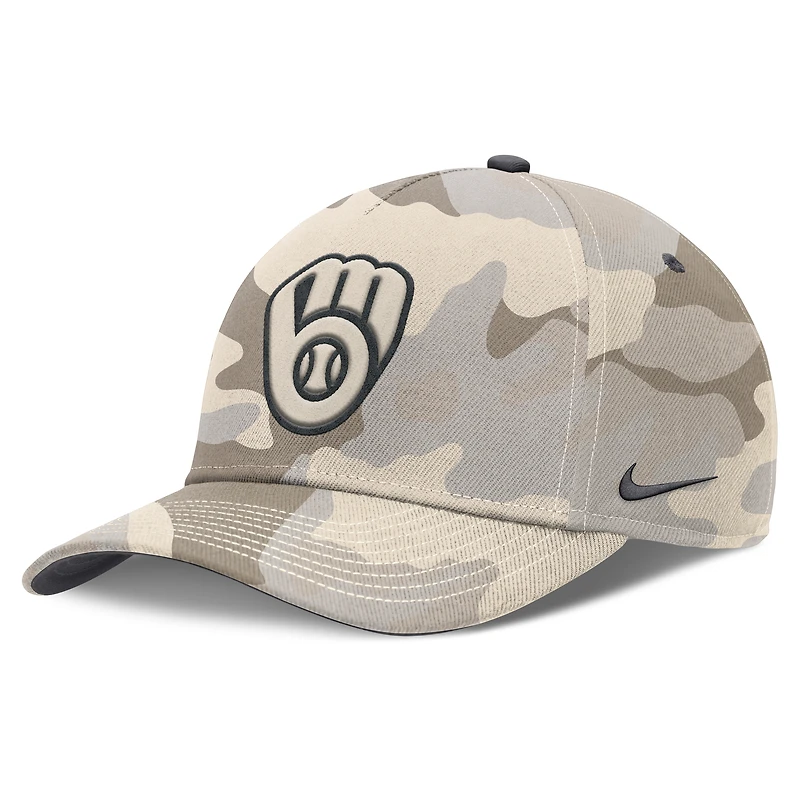 Men's Nike Natural Milwaukee Brewers Camo Pack Rise Adjustable Hat