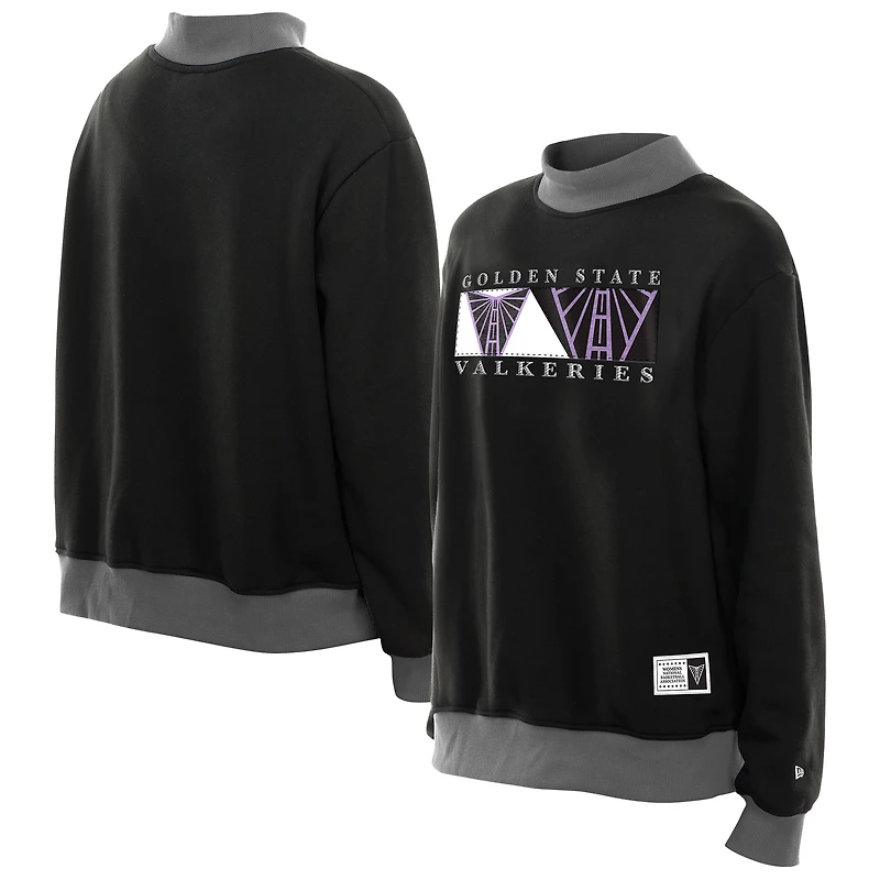 Women's New Era  Black Golden State Valkyries Split Cropped Mock Neck Sweatshirt