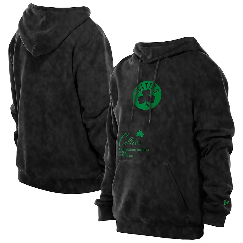 Men's New Era Black Boston Celtics Sport Night Mineral Wash Pullover Hoodie