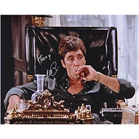 Al Pacino Scarface Autographed 16" x 20" Smoking Cigar At Desk Photograph with "Tony" Inscription