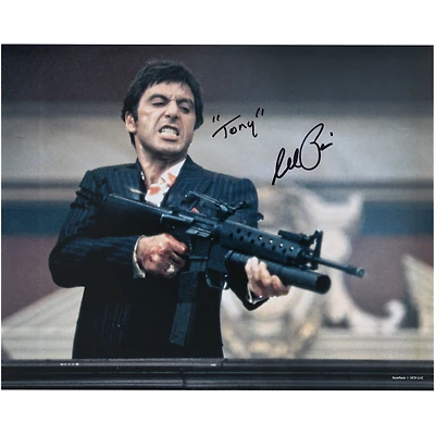 Al Pacino Scarface Autographed 16" x 20" Shooting Down Photograph with "Tony" Inscription