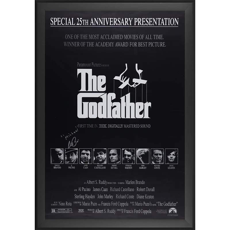 Al Pacino The Godfather Autographed Framed 27" x 40" Movie Poster with "Michael" Inscription
