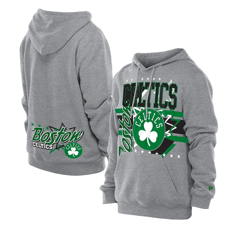 Men's New Era Heather Gray Boston Celtics Injection Sport Classics Fleece Hoodie