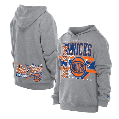 Men's New Era  Heather Gray New York Knicks Injection Sport Classics Fleece Hoodie